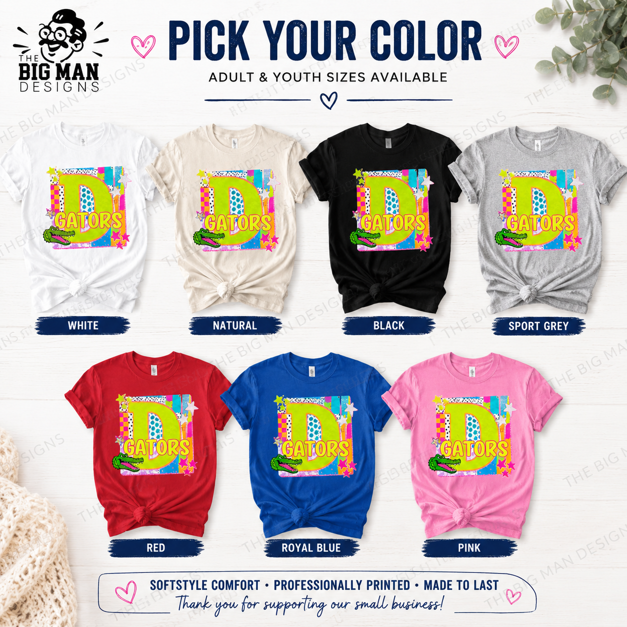 3 Dickinson Gators Neon Collage D Spirit Shirt | Dickinson ISD Spirit Wear