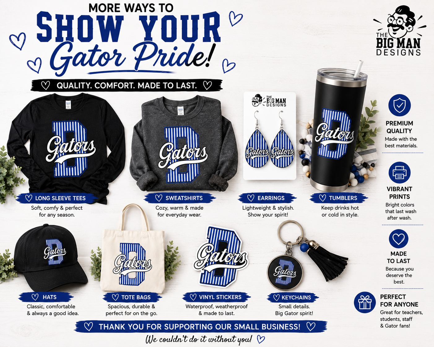 4 Dickinson Gators Pinstripe D Spirit Shirt | Dickinson ISD Spirit Wear