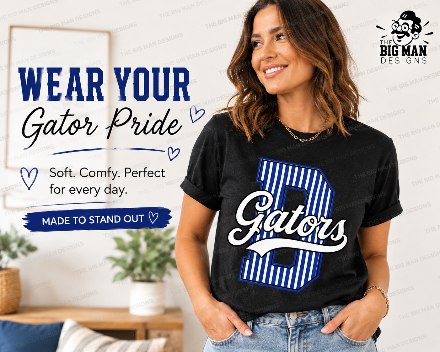 4 Dickinson Gators Pinstripe D Spirit Shirt | Dickinson ISD Spirit Wear