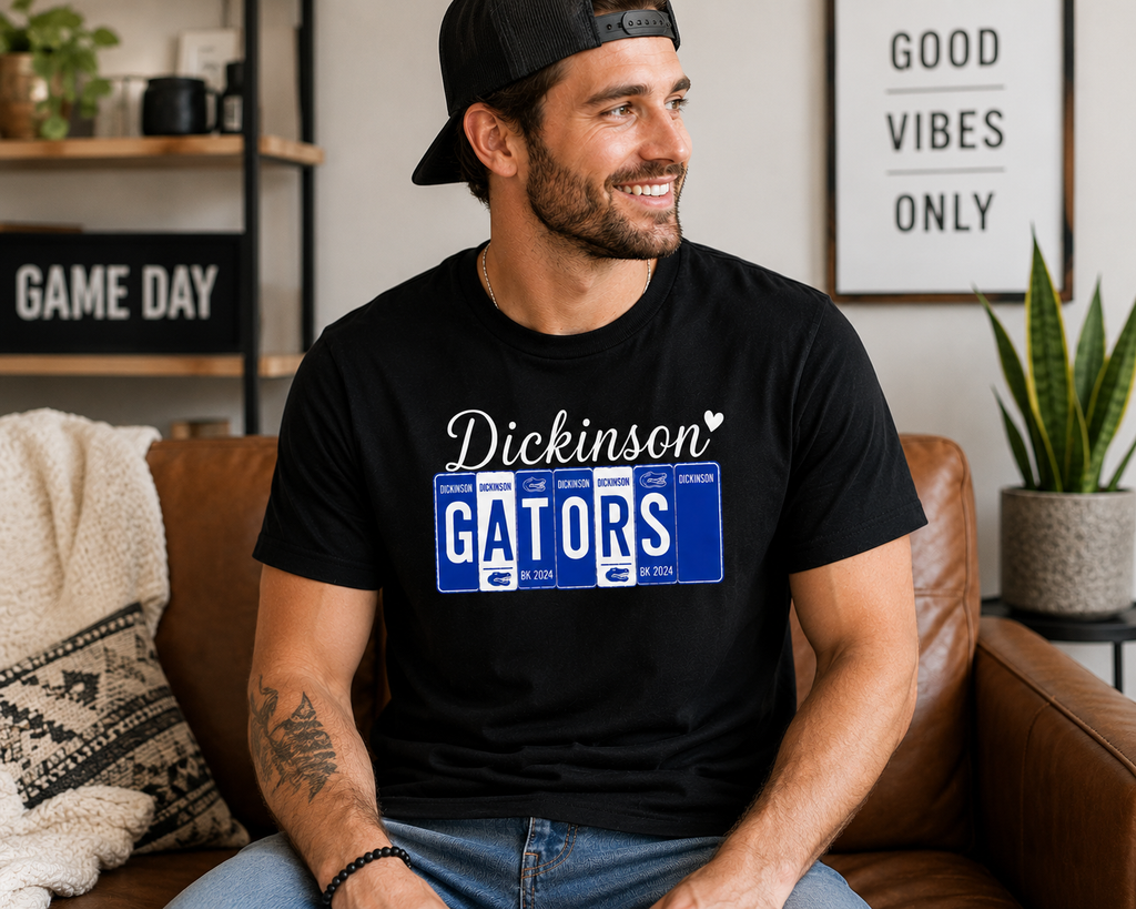 Dickinson Gators License Plate T-Shirt | School Spirit Tee