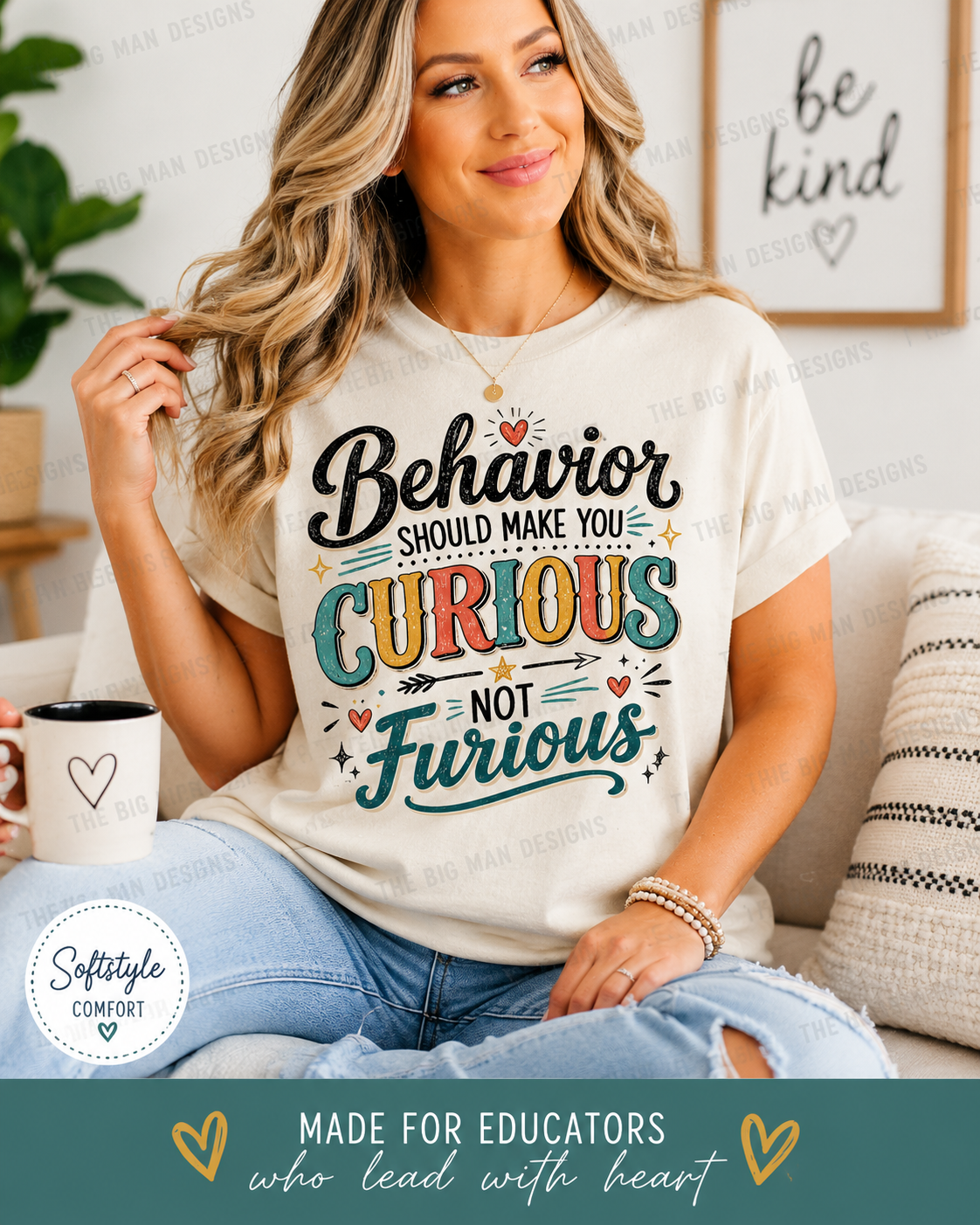 Be Curious about Behavior not Furious | Dickinson Gators Spirit Tee | Front & Back Design