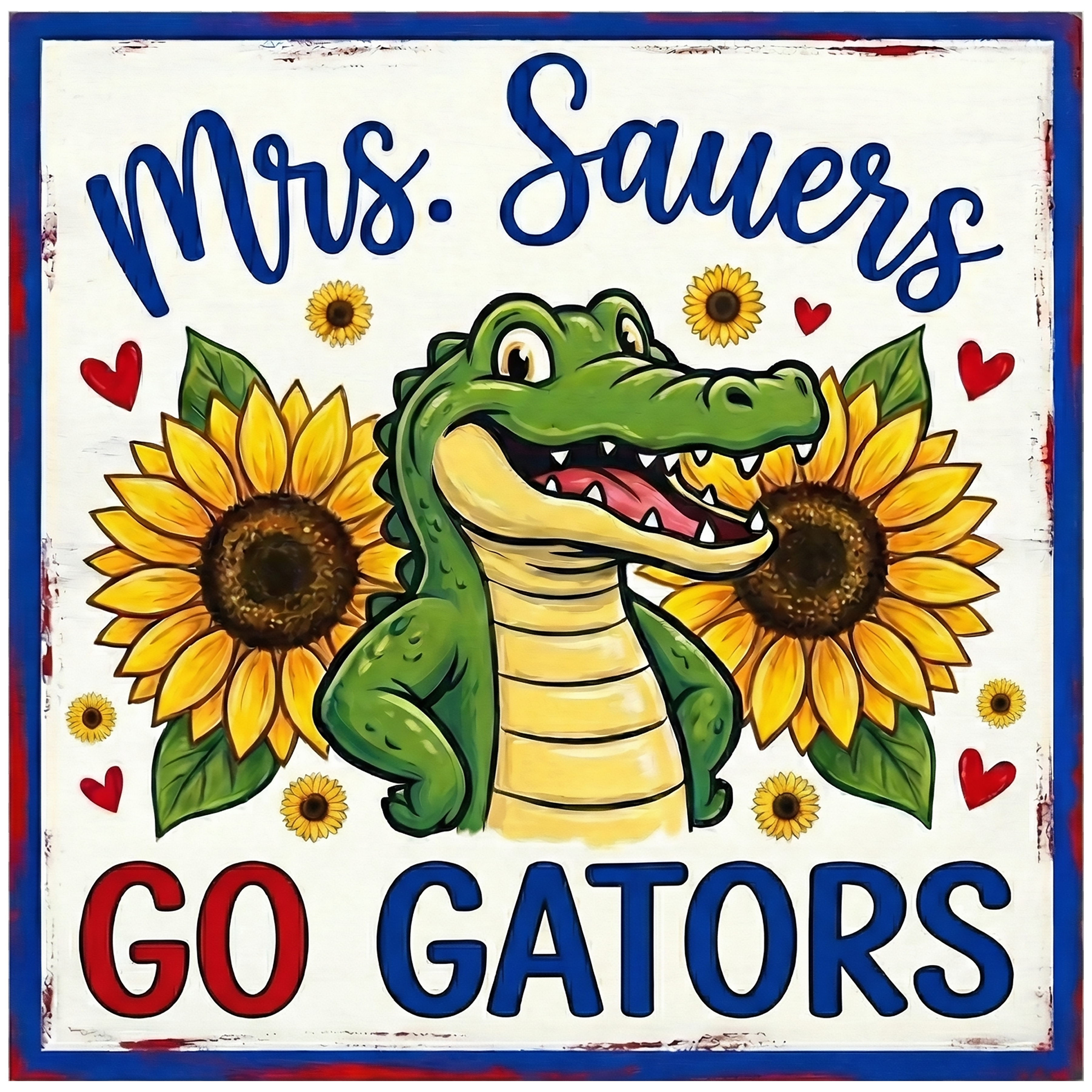 Go Gators Custom Square Wood Sign