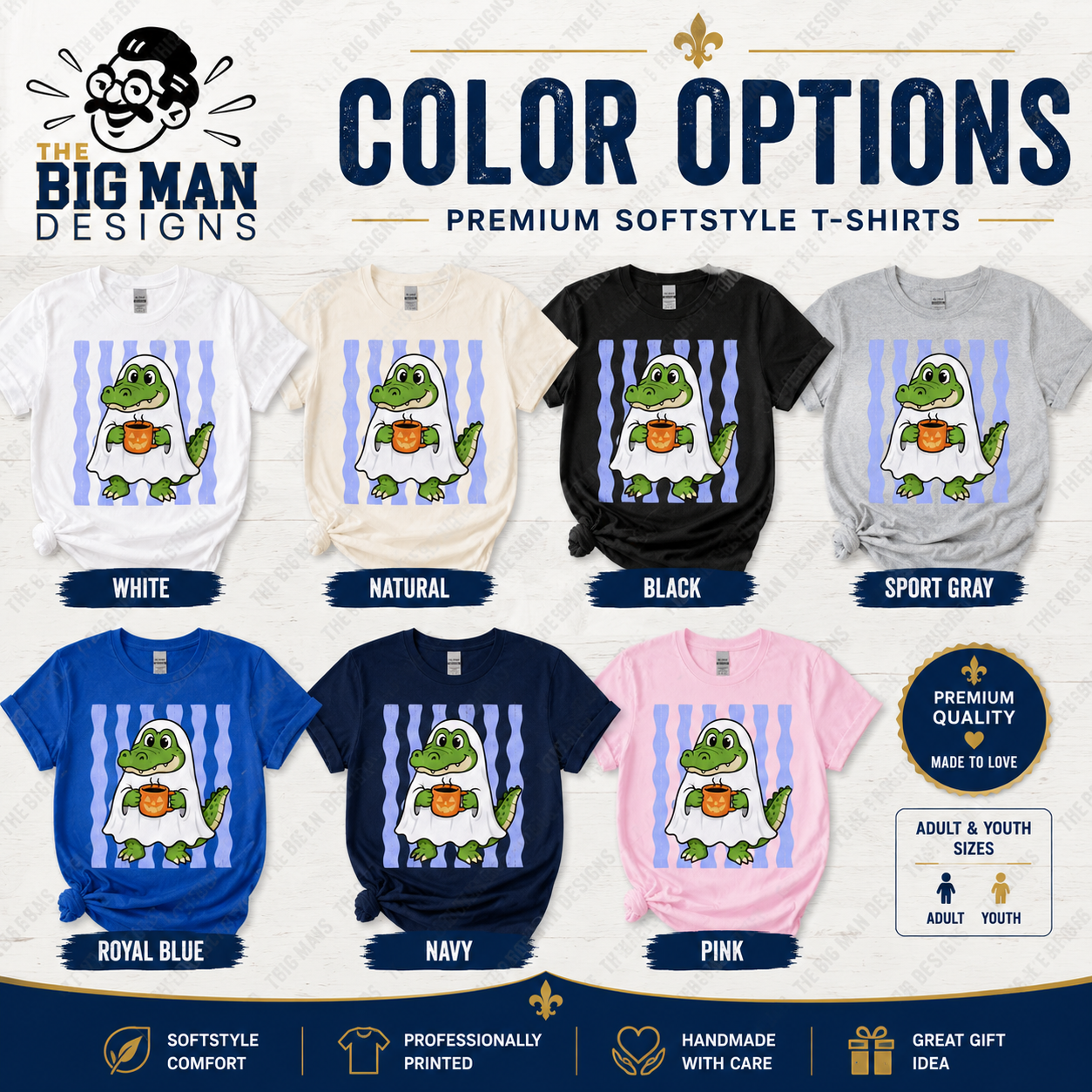 Preppy Gator Ghost Halloween shirt color options