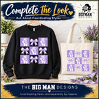 Coordinating ballet bows checkerboard sweatshirt and natural tote mockups, sold separately by request