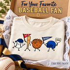 Smiling Baseball Characters: Shirt styled in gift box. The Big Man Designs.
