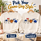 Smiling Baseball Characters: T-shirt and sweatshirt options. The Big Man Designs.