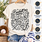 Baseball Season doodle: Shirt features and benefits. The Big Man Designs.