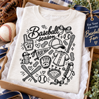 Baseball Season doodle: Shirt styled in gift box. The Big Man Designs.