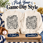 Baseball Season doodle: T-shirt and sweatshirt options. The Big Man Designs.