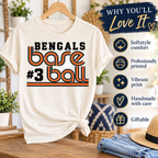 Bengals #3 retro baseball: Shirt features and benefits. The Big Man Designs.