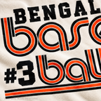 Bengals #3 retro baseball: Cropped print quality and fabric detail. The Big Man Designs.