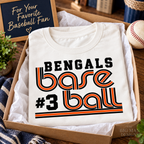 Bengals #3 retro baseball: Shirt styled in gift box. The Big Man Designs.