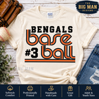 Bengals #3 retro baseball: Natural shirt hero. The Big Man Designs.