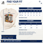 Gildan Softstyle adult and youth T-shirt measurements in inches beside the behavior plan coffee shirt.