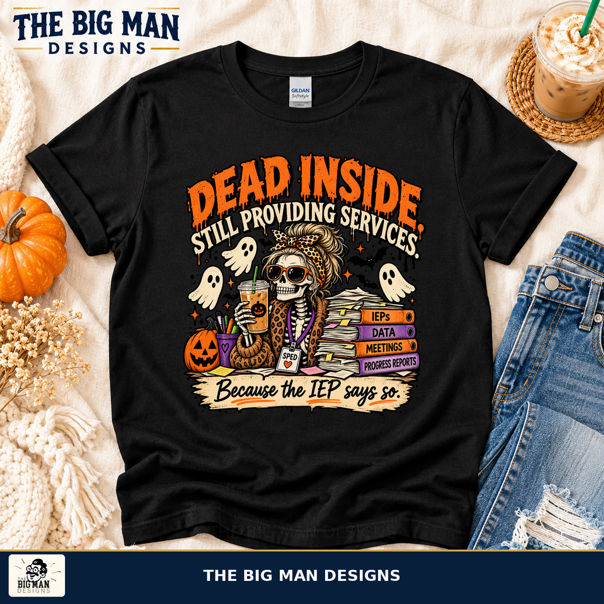 Dead Inside Still Providing Services Halloween shirt, flat lay, The Big Man Designs