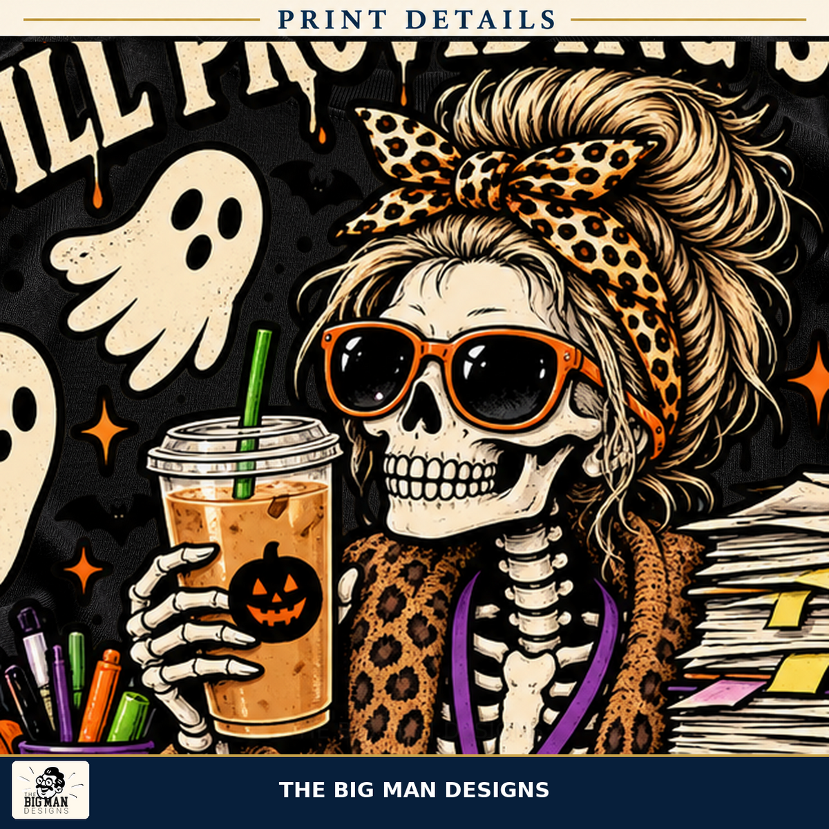 Dead Inside Still Providing Services Halloween shirt, print detail, The Big Man Designs