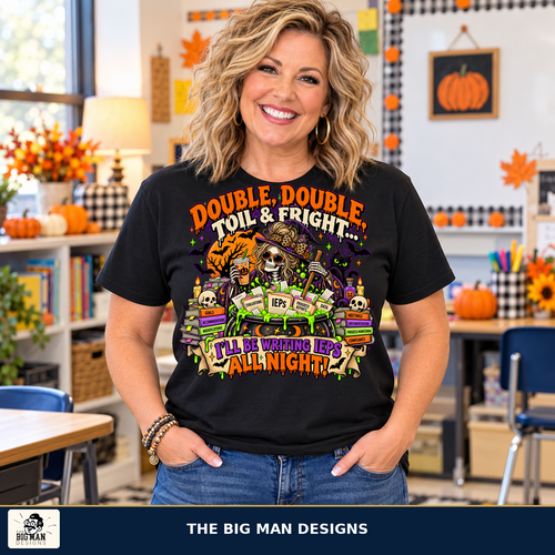 Double Double Toil and Fright Halloween shirt, lifestyle, The Big Man Designs