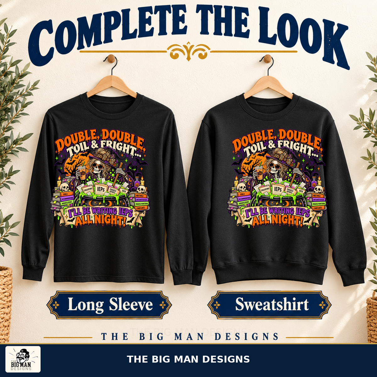 Double Double Toil and Fright Halloween shirt, long sleeve sweatshirt, The Big Man Designs