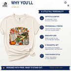 Fall special education shirt benefits including Softstyle comfort, DTF printing, and made-to-order production.