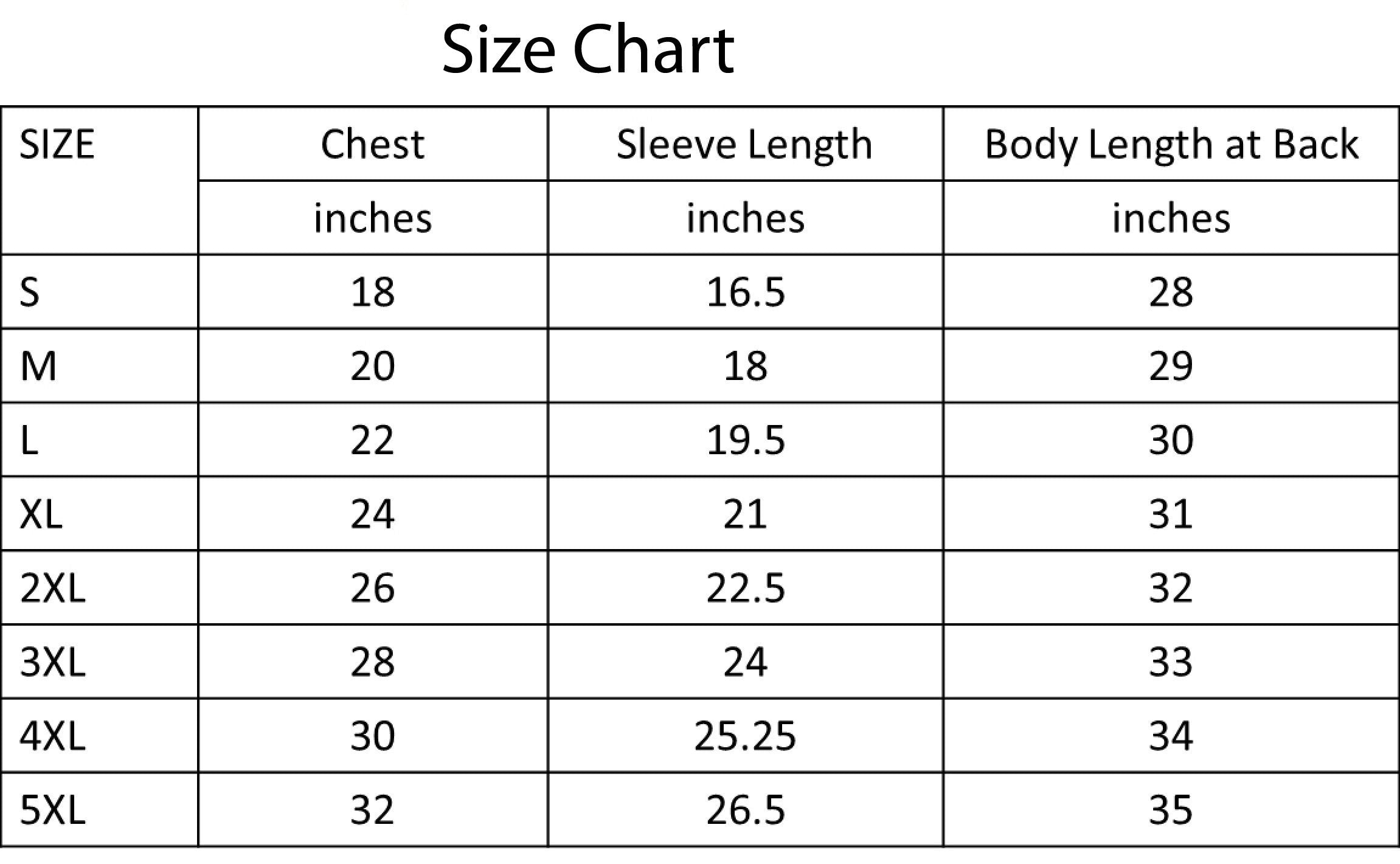 Gildan sizing chart