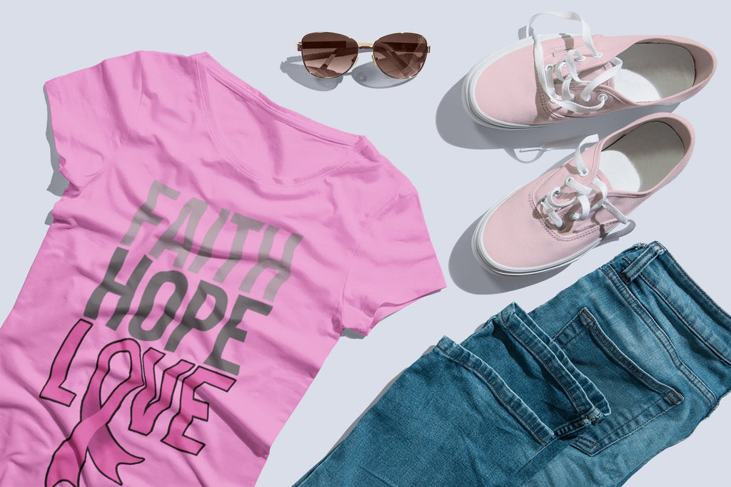 Faith Hope Love Pink | Cancer Awareness T-Shirt | DTF Printed on Soft Cotton