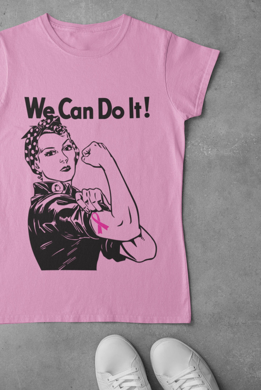 Pink Cancer Awareness T-Shirt | "We Can Do It" Design