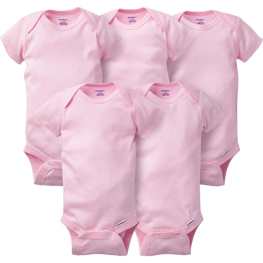 Merry Christmas Baby Onesie: Pink Trees, Black Gerber Onesie