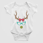 Reindeer with glasses Christmas Baby Bodysuit/Onesie