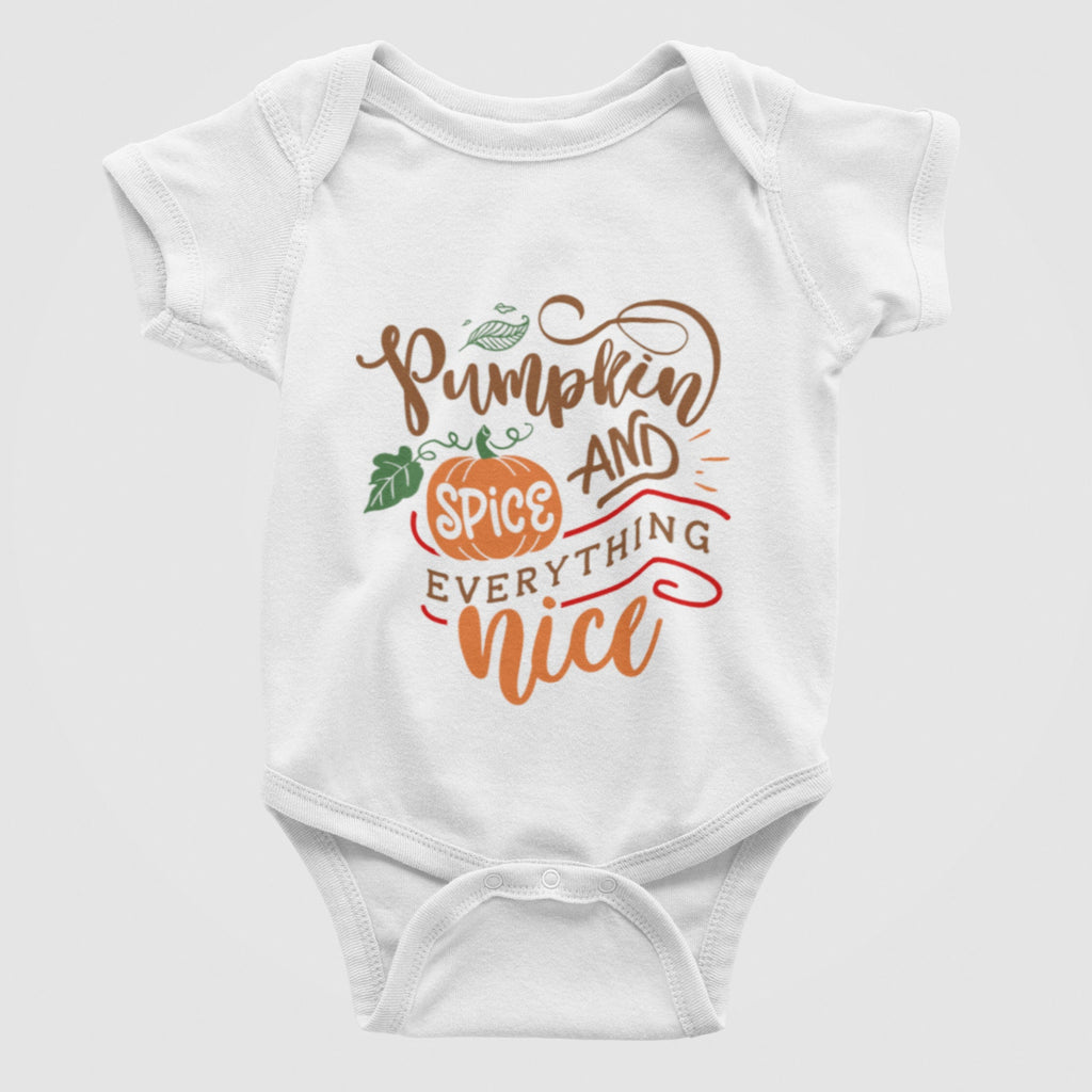 Pumpkin Spice and Everything Nice Halloweeen Fall Baby Bodysuit/Onesie
