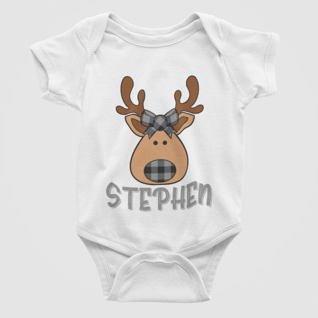 Reindeer Plaid Christmas Baby Bodysuit/ Onesie