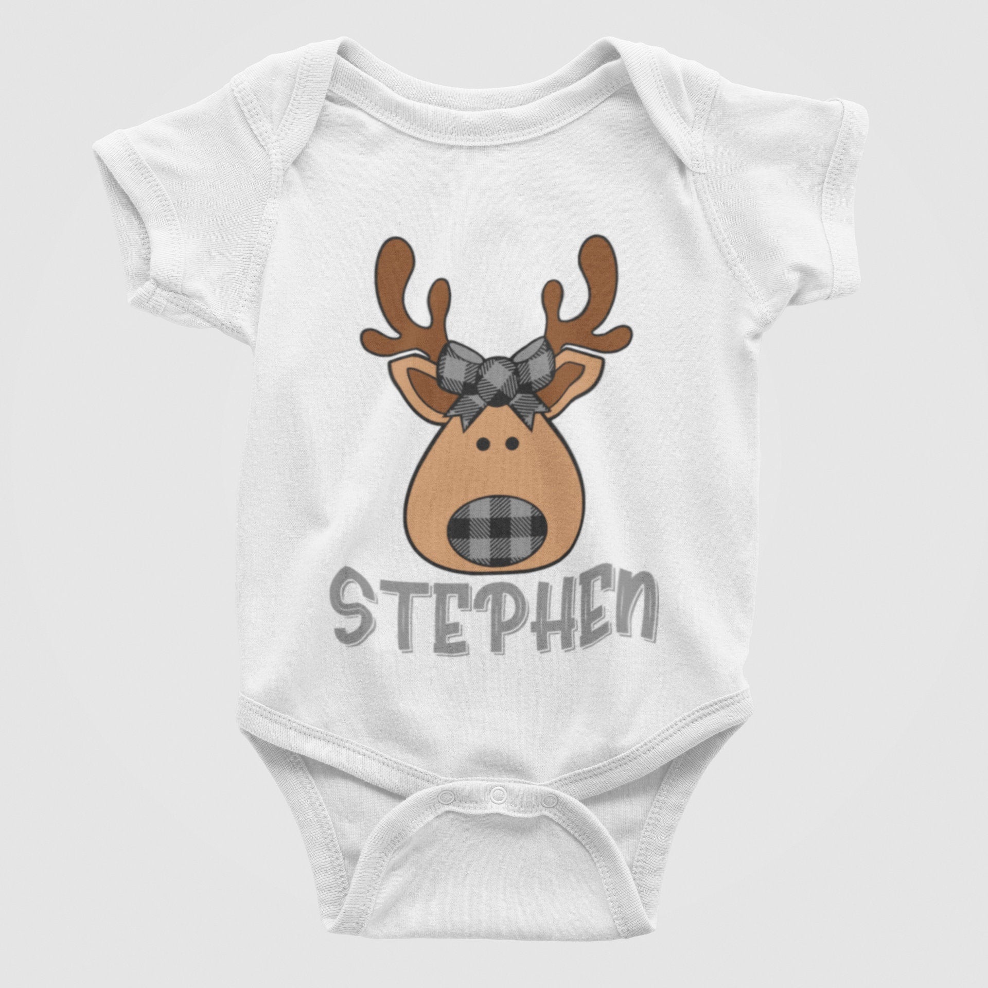 Reindeer Plaid Christmas Baby Bodysuit/ Onesie