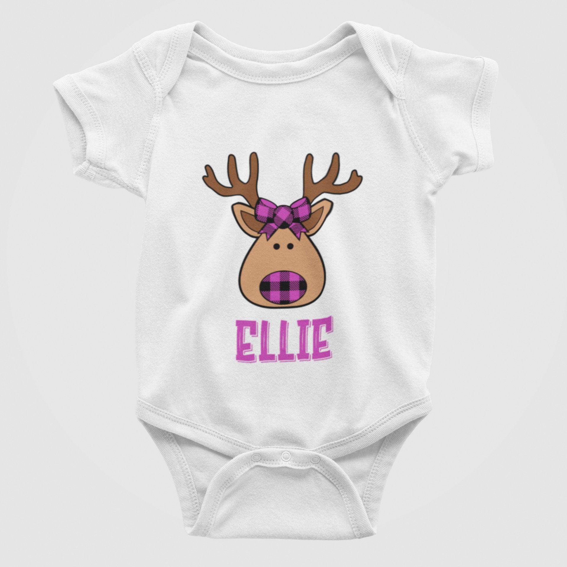 Reindeer Plaid Christmas Baby Bodysuit/ Onesie