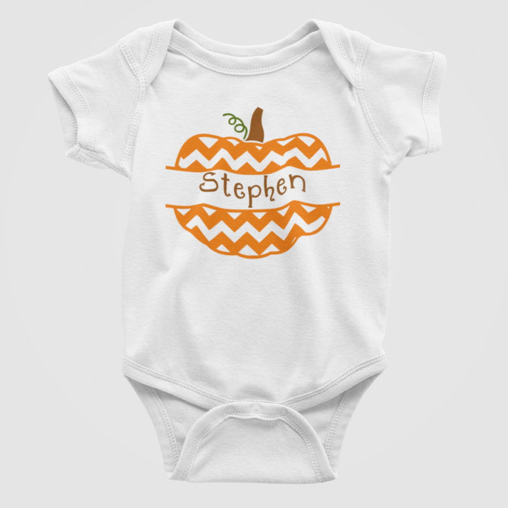 Pumpkin Monogram Chevron Halloween Baby Bodysuit/Onesie