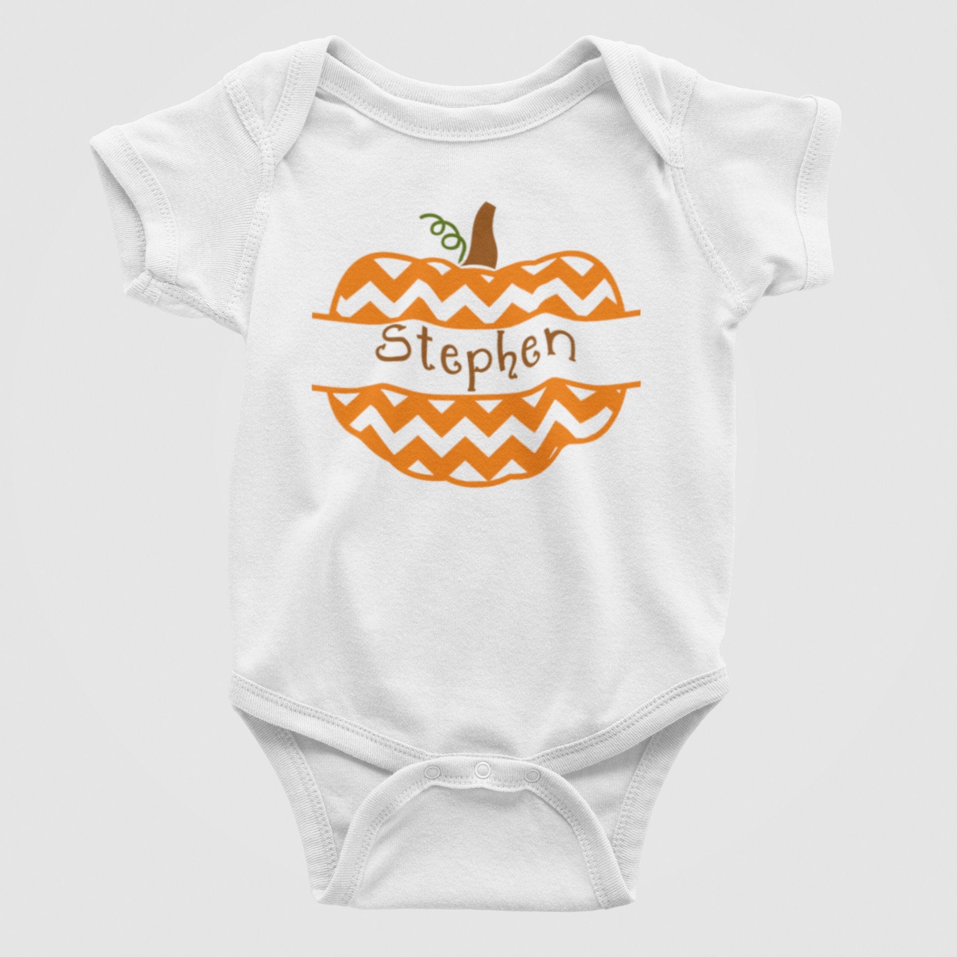 Pumpkin Monogram Chevron Halloween Baby Bodysuit/Onesie