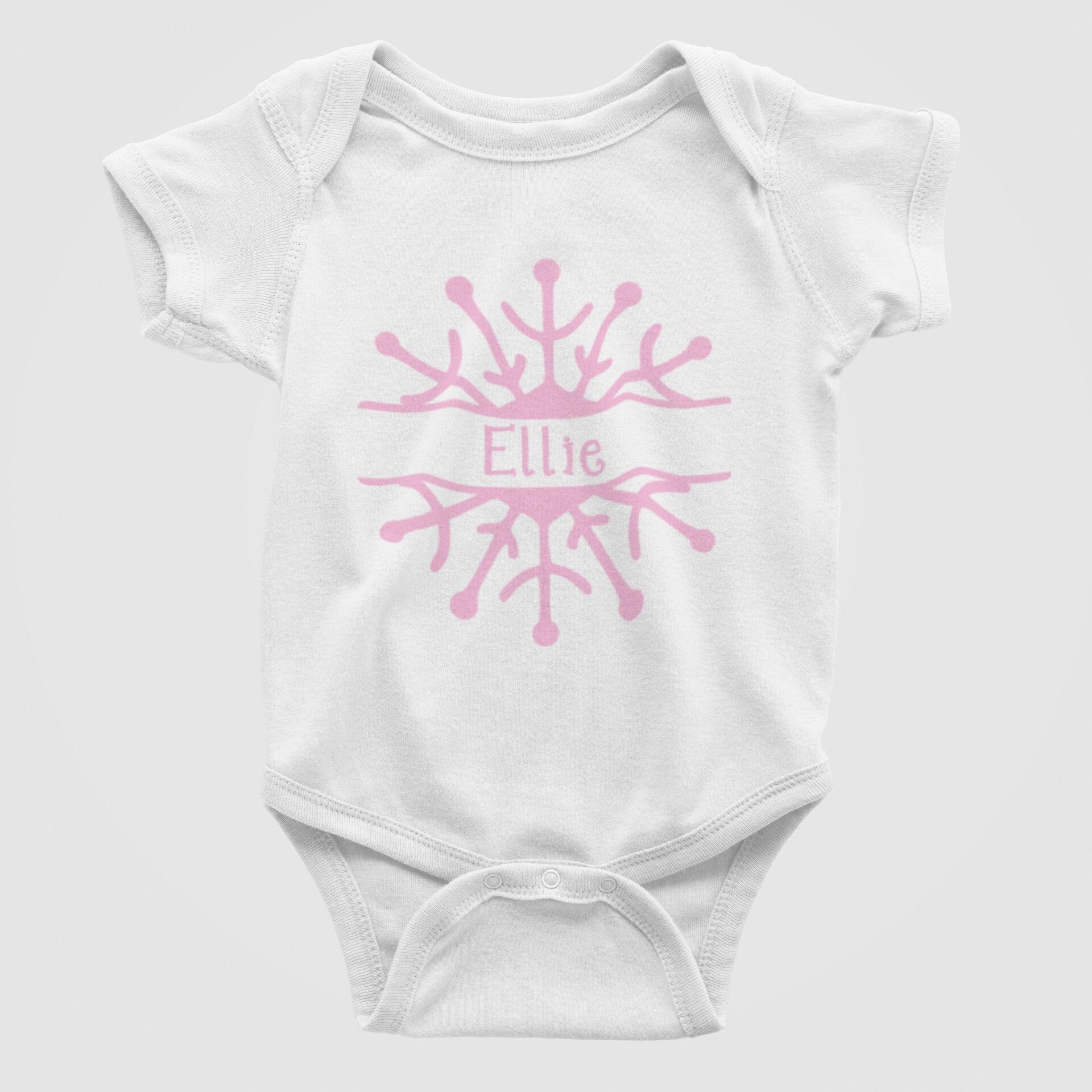 Snowflake Monogram Pink or Blue Christmas Baby Bodysuit/ Onesie