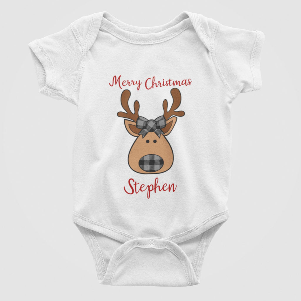Reindeer Plaid Christmas Baby Bodysuit/ Onesie