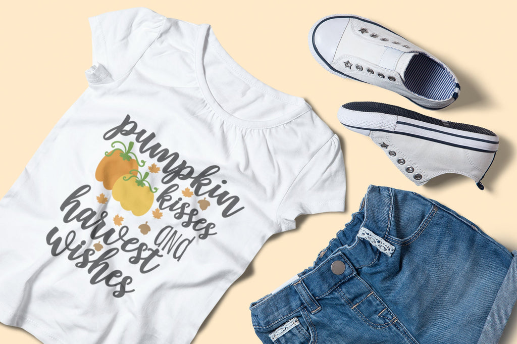 Pumpkin kisses and harvest wishes Fall kids and Toddler T-Shirt