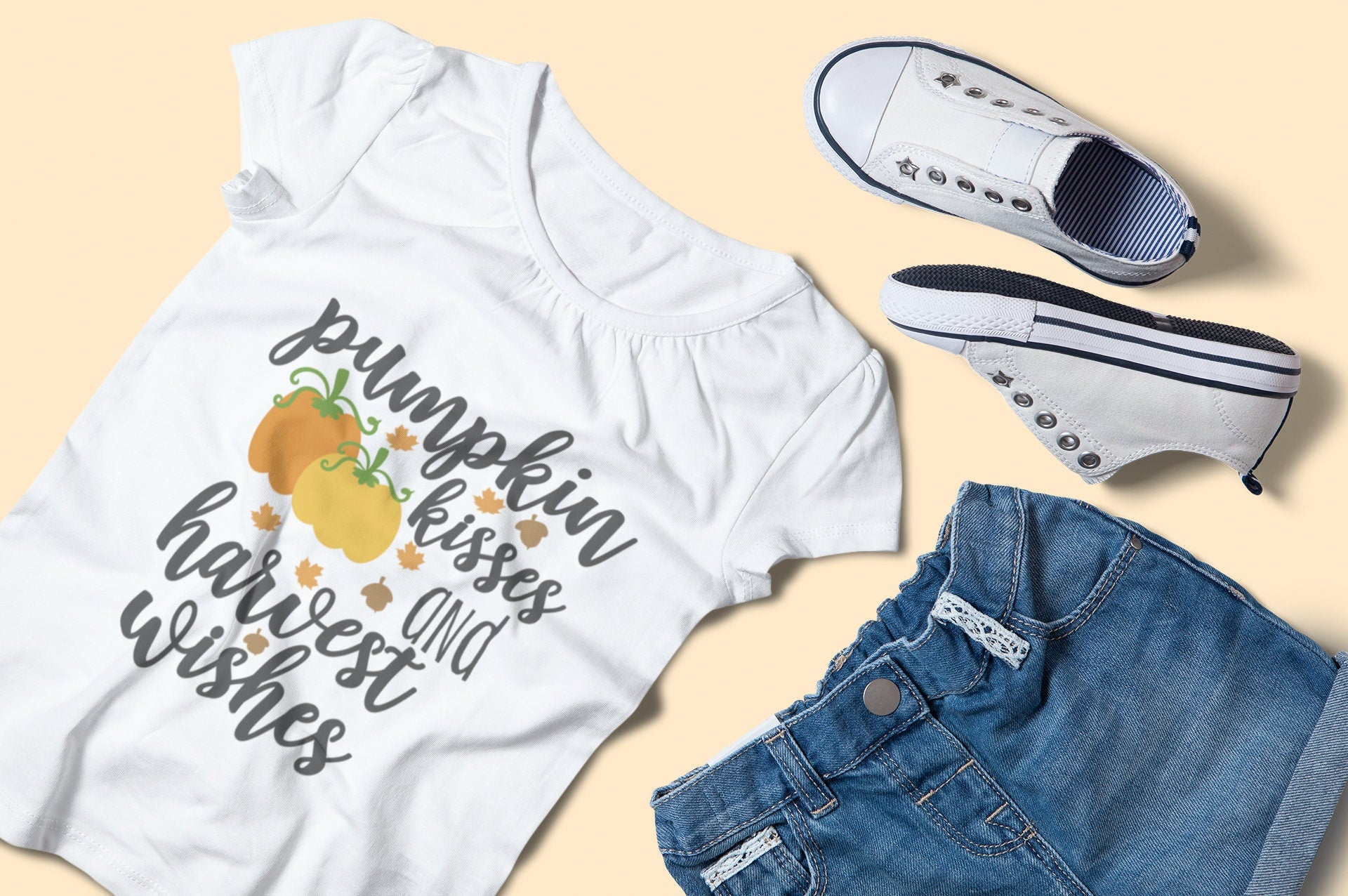 Pumpkin kisses and harvest wishes Fall kids and Toddler T-Shirt