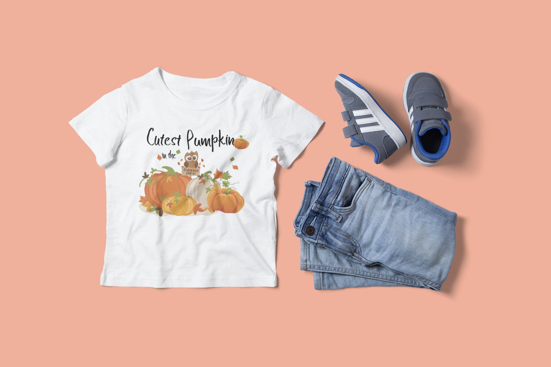 Cutest Pumpkin in the Patch Halloween Fall kids and Toddler T-Shirt