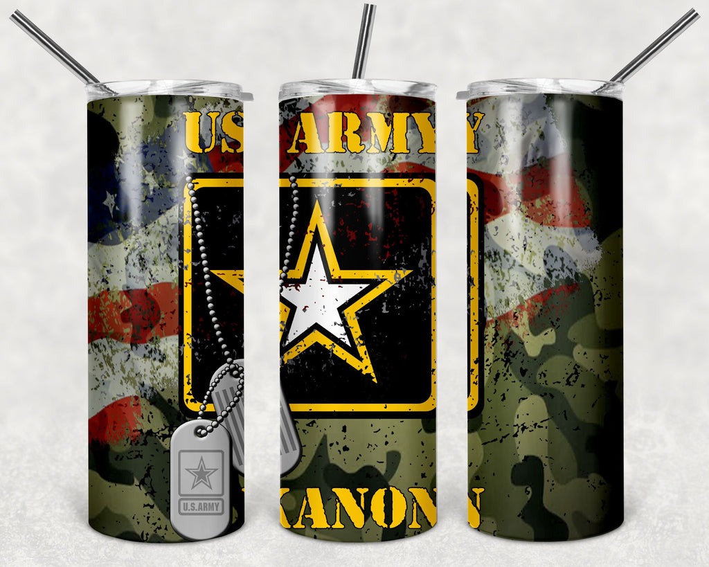 Army Personalized 20 oz skinny Tumbler