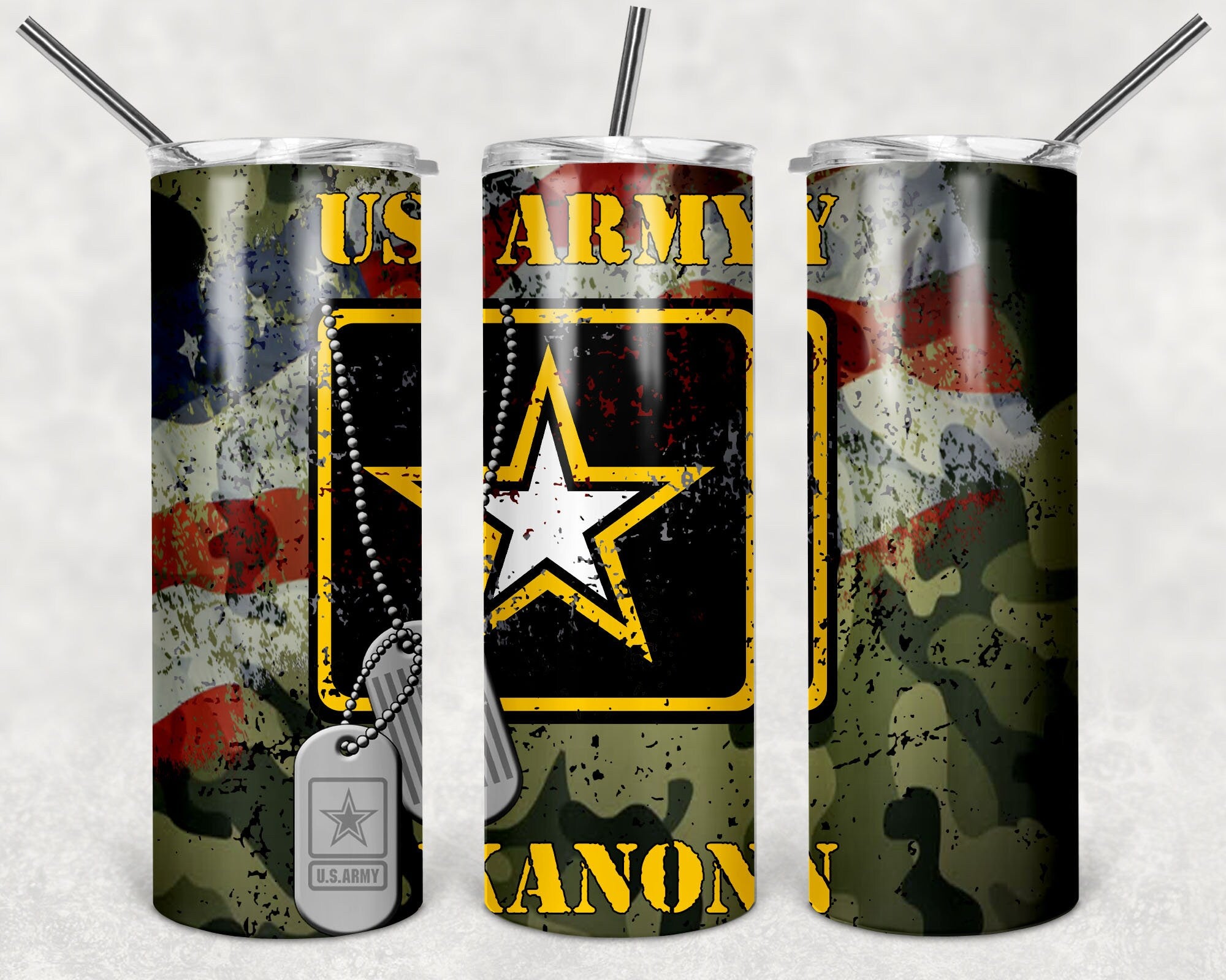 Army Personalized 20 oz skinny Tumbler