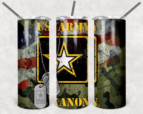 Army Personalized 20 oz skinny Tumbler