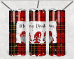 Merry Christmas Gnome Buffalo Plaid - Red or Blue- Christmas Personalized 20 oz skinny Tumbler