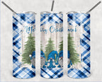 Merry Christmas Gnome Buffalo Plaid - Red or Blue- Christmas Personalized 20 oz skinny Tumbler