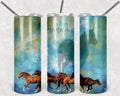 Horse Gold and Aqua Blue Personalized 20 oz skinny Tumbler