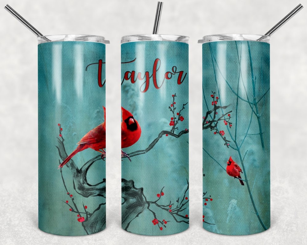 Cardinal Aqua Blue Personalized 20 oz skinny Tumbler