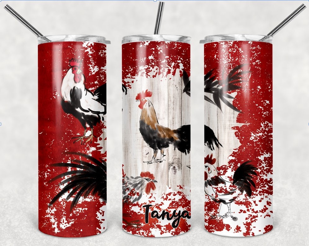 Red Rooster Personalized 20 oz skinny Tumbler