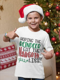 Hoping the reindeer eat the naughty list... Kids and Toddler Christmas Shirt