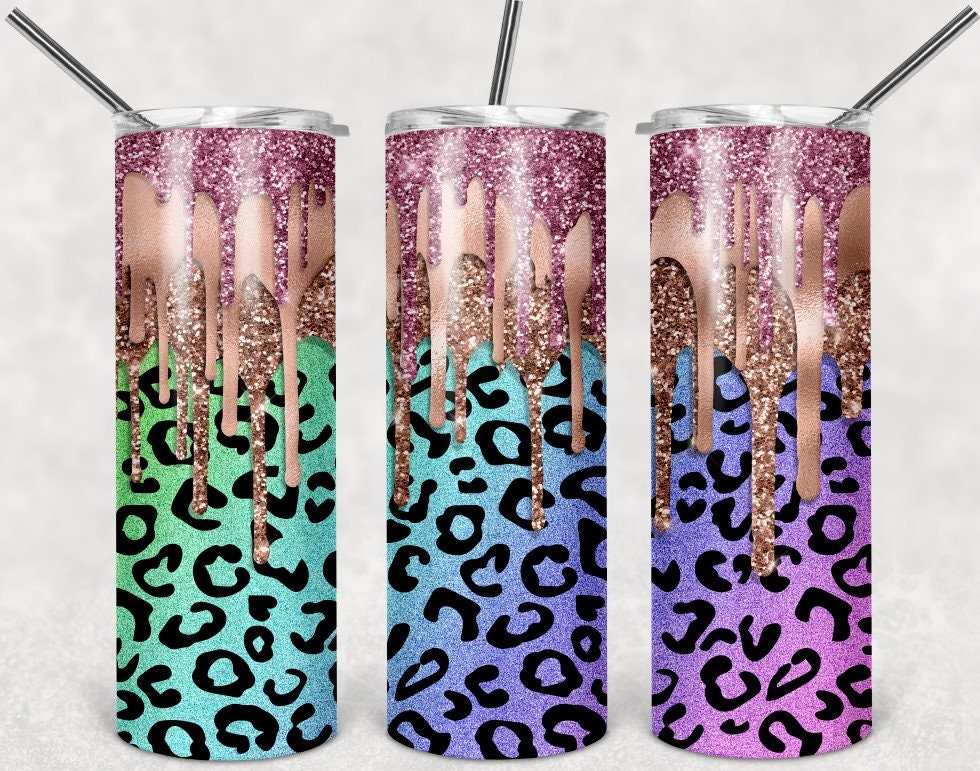 Leopard animal print Personalized 20 oz skinny Tumbler