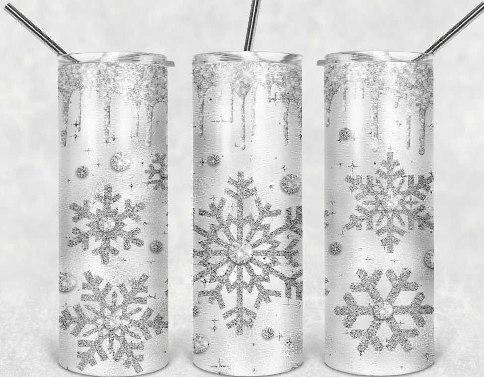 Snowflake Christmas Personalized 20 oz skinny Tumbler